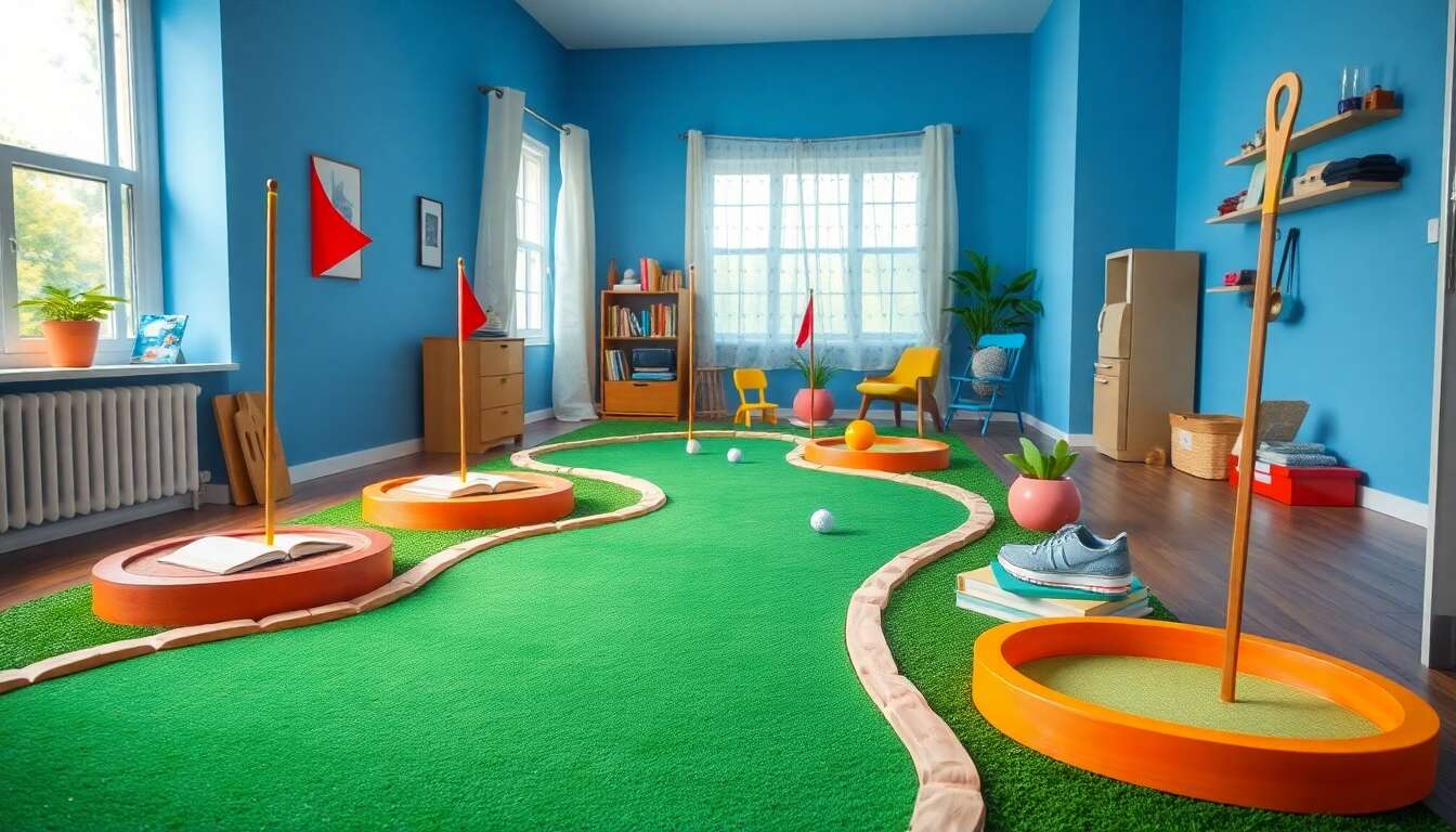 Créer un terrain de golf intérieur avec des objets du quotidien