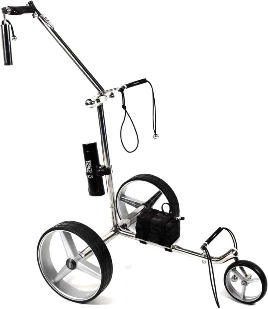 Test du chariot de golf électrique GT-S avec parapluie offert par GolfTed