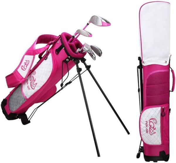 Ensemble complet de clubs de golf pour enfants de 3 à 12 ans (rose, 6 à 8 ans (115-135 cm)
