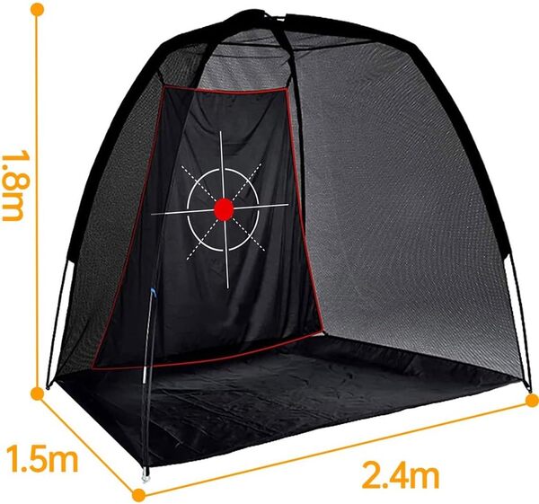 Kapler Filet de golf d'entraînement extérieur et intérieur – Votre simulateur de golf professionnel pour un entraînement de golf efficace à la maison – Dimensions 240 x 180 x 150 cm – Couleur : noir