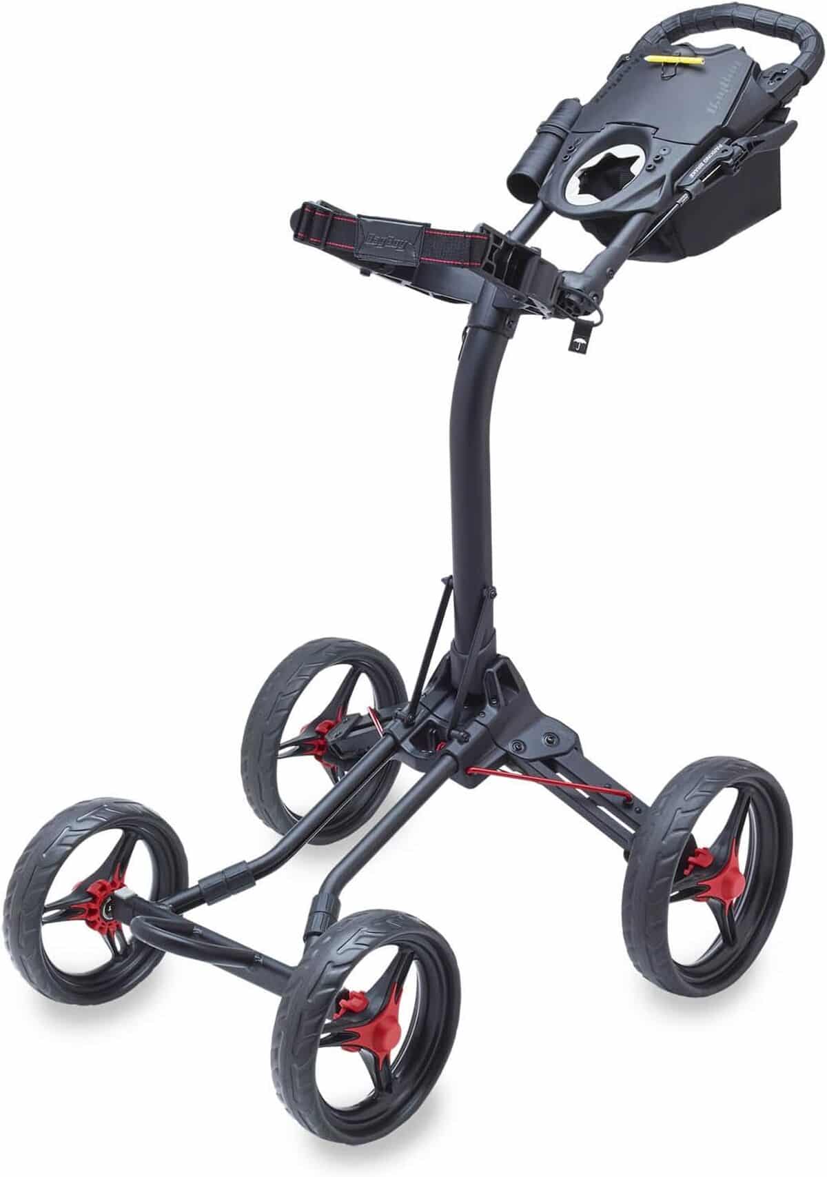 Test : chariot de golf Bagboy Quad XL noir/rouge