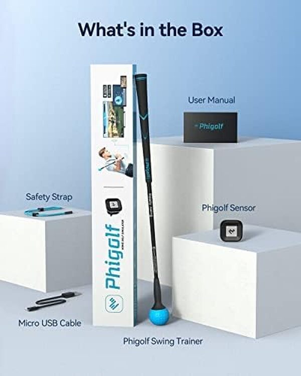 PHIGOLF Smart Home Golf Simulator - Swing Stick Trainer & Analyzer - Jeu de Golf Portable avec Les Applications et Le Software WGT & E6 Connect (Compatible iOS & Android)