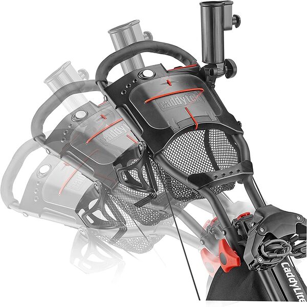 Chariot de golf EZ-Fold de CaddyTek - 3 roues - Gris foncé - Avec sac de rangement