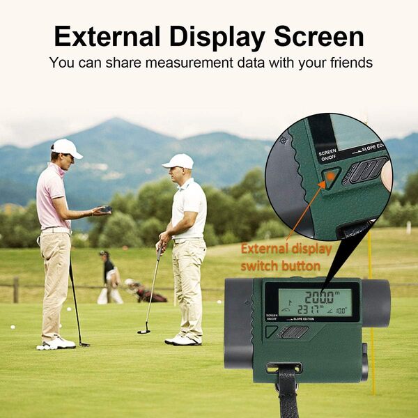 Huepar HLR1000 100M/1100Yd Télémètre Golf, Télémètre Laser Professionnel avec ÉCran LCD et Fonction d'angle, Grossissement 6X Précision ±1° Ajustement Dioptrique (± 5D), pour Golf et Chasse