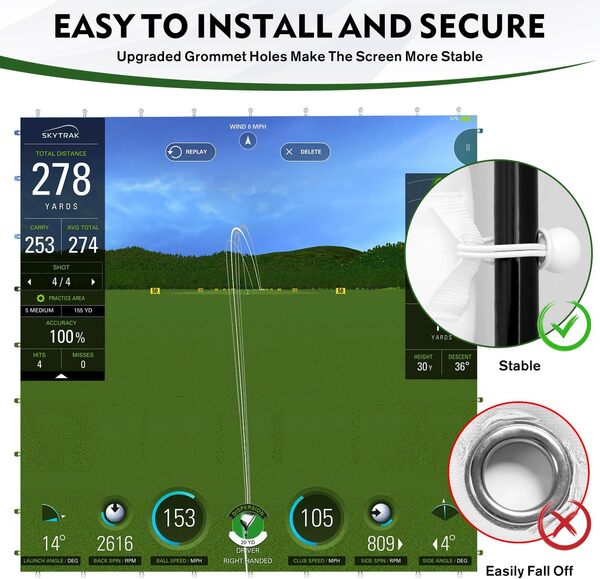 Écran d'impact pour simulateur de golf 198,1 x 299,7 cm