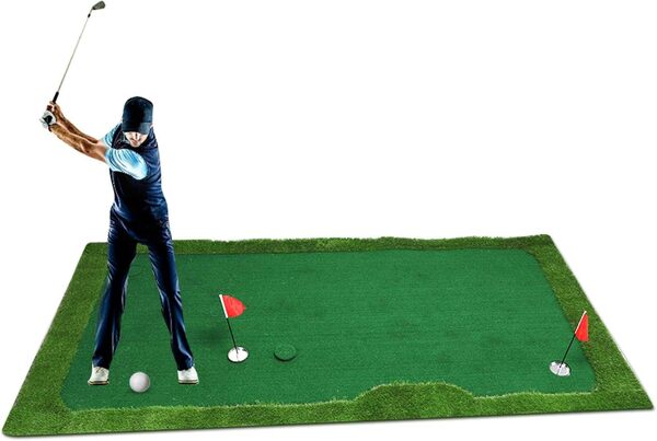 VGEBY Golf intérieur de Tapis de Golf Vert mettant Le simulateur de Putter avec l'équipement d'aide(1,5 × 3m)