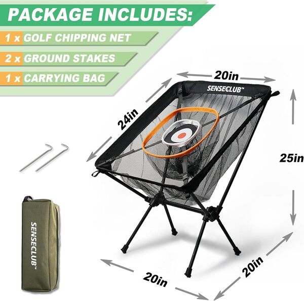 SENSECLUB Filet de golf et tapis de golf - Cible de golf - Accessoires de golf pour jeux de balançoire, cadeaux pour homme