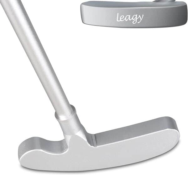 LEAGY - Putter pour gaucher ou droitier en 4 Parties - Alliage de Zinc Blanc - avec 2 balles Blanches et Un Sac Noir