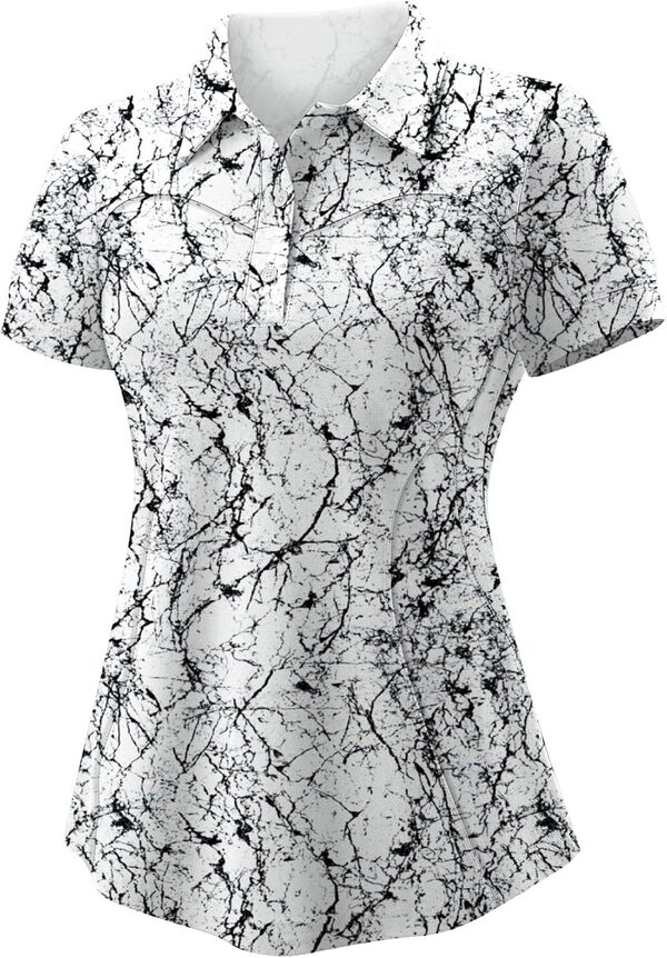 TFSDOD Polo de golf à manches courtes pour femme - Léger et évacuant l'humidité - Tenue décontractée à 3 boutons