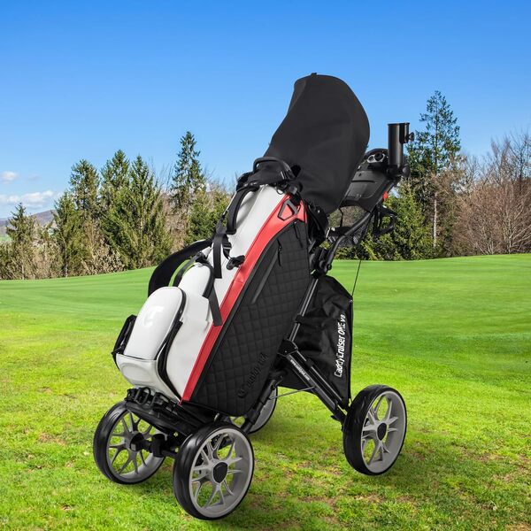 CaddyTek Caddycruiser One Version 8 Chariot de Golf Pliable à 4 Roues en 1 clic Léger et Compact Facile à Ouvrir
