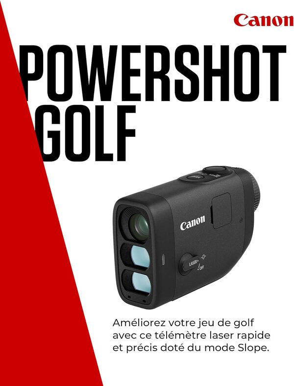 Canon PowerShot Golf Télémètre Laser Mesure de Distance 800 Yards avec capacité d’Enregistrement Photo/vidéo, Zoom Optique x6, stabilisation