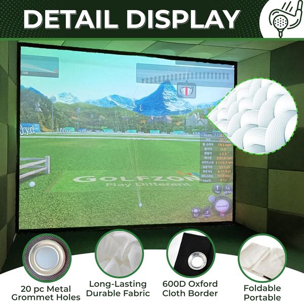 KHAMPA Golf Ecran à choc pour simulateurs Oeillets durables Bordure renforcée Noir 9,8 x 11,5 pieds