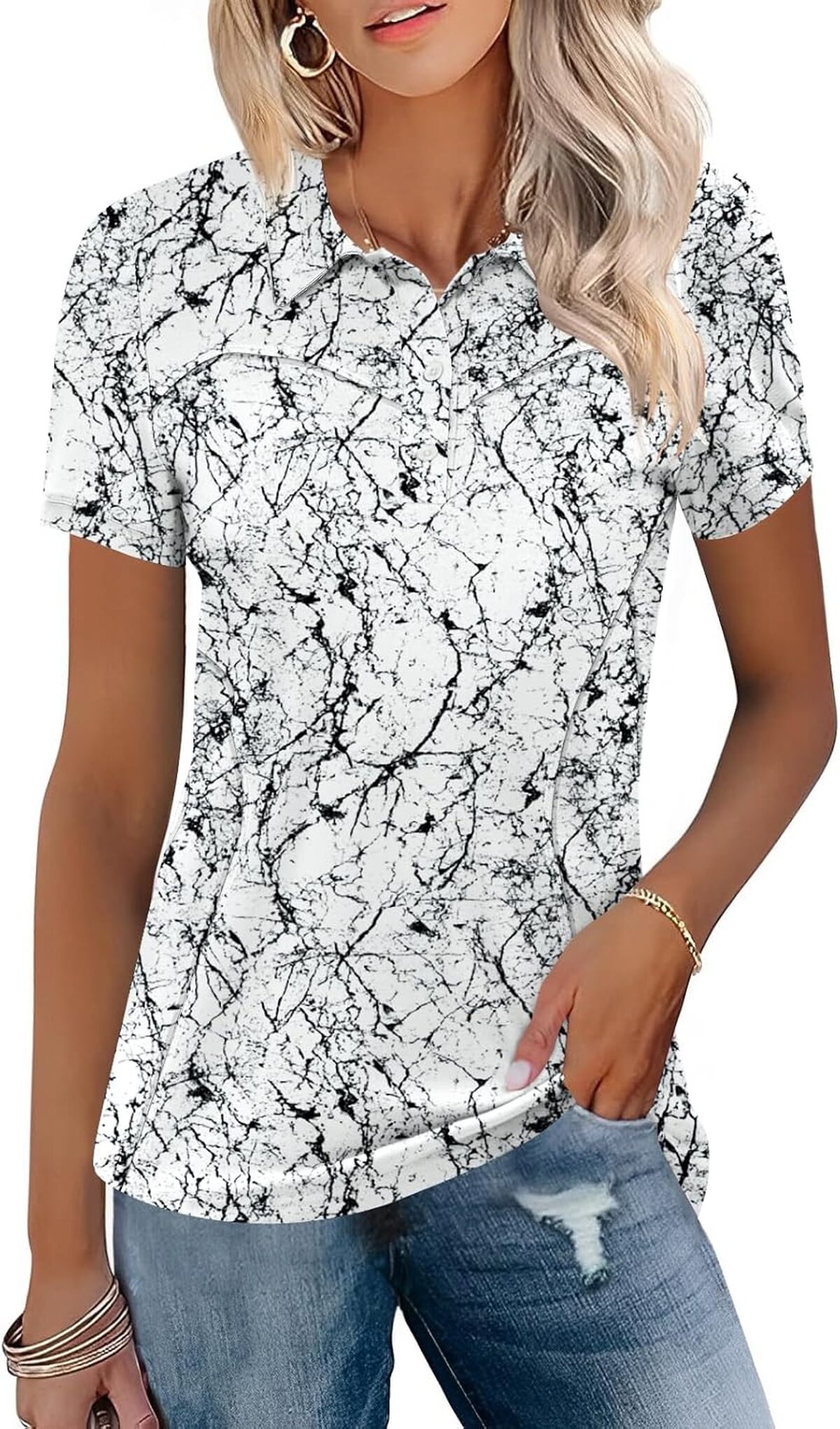 Test du polo de golf TFSDOD : léger et floral pour femme
