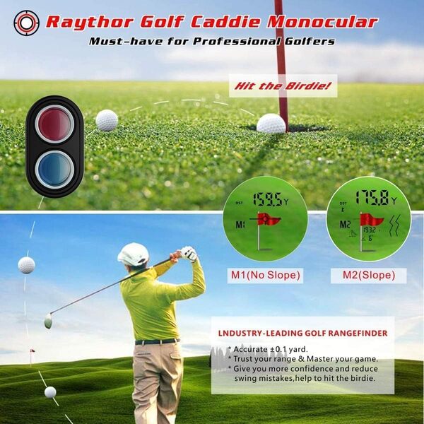 Raythor Pro GEN S2 Tournoi Télémètre légal de golf pour golfeurs professionnels, télémètre laser avec interrupteur physique incliné et non incliné, verrouillage du drapeau avec vibration d'impulsion,