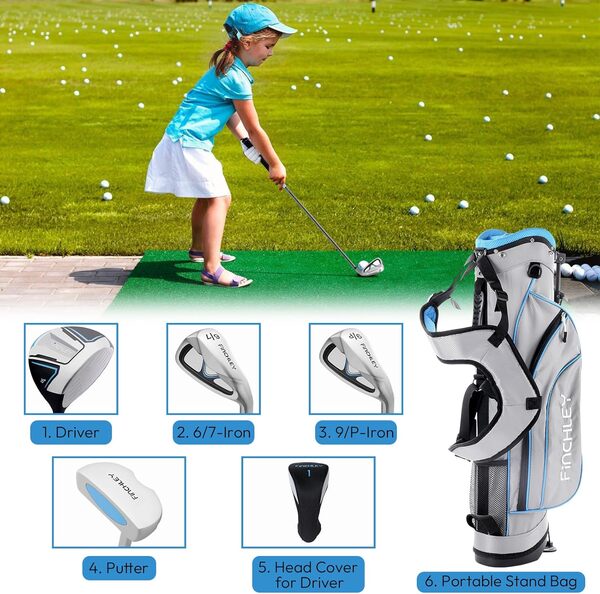 FINCHLEY Ensemble de clubs de golf junior pour enfants de 4 à 7 ans, bleu