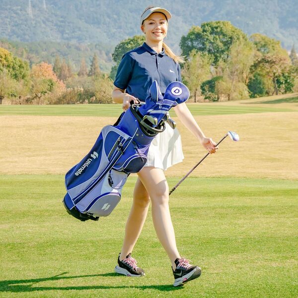 LIFEZEAL Set Complet de Clubs de Golf pour Femmes, Jeux de Clubs de Golf #1 Driver, 3 Fairway, 5 Hybride, 5#6#7#8#9#p #s Fers, Putter, Sac de Golf Portable avec Housse de Pluie, Droitiers