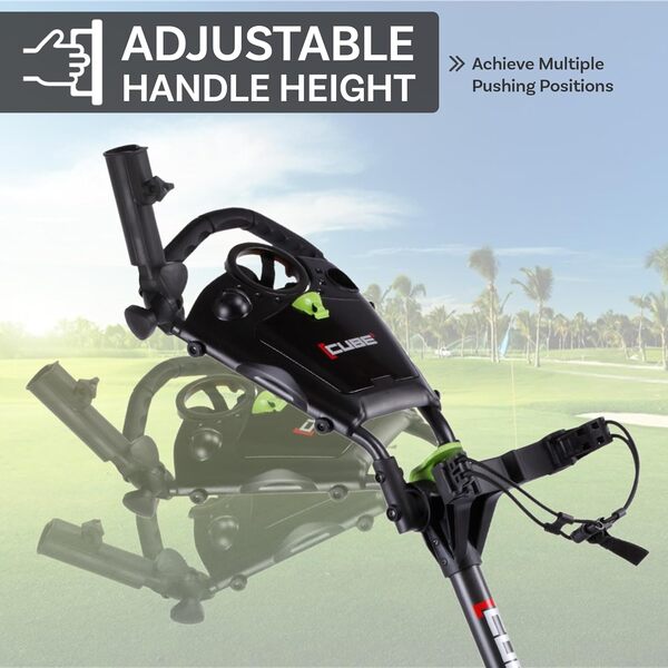 CUBE Chariot de Golf à 3 Roues, Ouverture et Fermeture en Deux étapes, Le Plus Petit Chariot de Golf Pliable et léger au Monde, Couleur au Choix