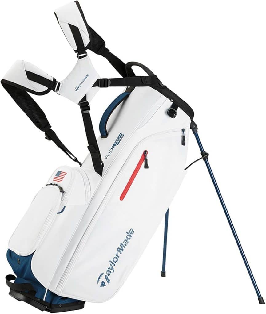 Test du sac de golf TaylorMade Flextech Crossover rouge/blanc/bleu