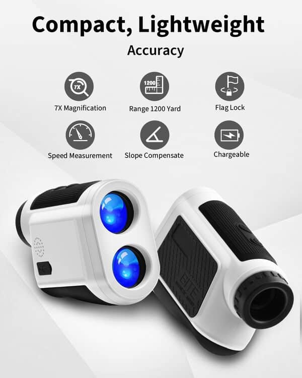 LETUZI Télémètre de golf avec pente, vibration de verrouillage du mât de drapeau, portée de 1000 m, grossissement 7x, mesure de distance de haute précision, télémètre laser rechargeable