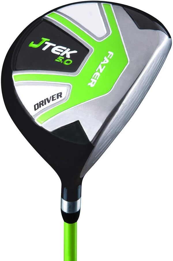 FAZER - J TEK 5.0 – Ensemble de clubs de golf junior unisexe – 1 conducteur, 1 fer, 1 putter – Sac de support pour club de golf pour enfants – Vert – Âge 3–5 ans – Droitier
