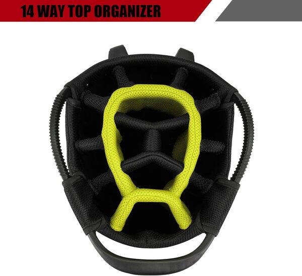 Sac de golf avec support pour homme - 14 compartiments - Léger et portable - Avec housse anti-poussière et sangle - 2,7 kg