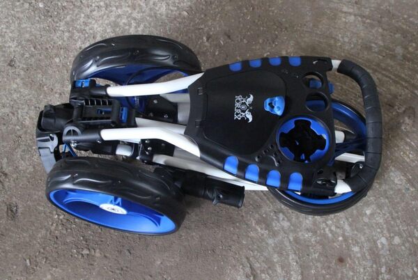 Yorrx SL Pro 7 Hamma Plus Chariot de golf avec roue avant innovante rotation à 360° (roulement libre à 360°) avec porte-parapluie et tees