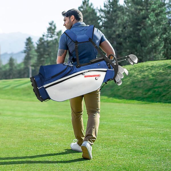 LIFEZEAL Set de Golf Portable, Ensemble Complet Club de Golf Droitier pour Homme, Sac Trépied avec 7 Compartiments, Putter, 3 Bois: Driver #1, Fairway #3, Hybride #4, 5 Fers: #6,#7,#8,#9