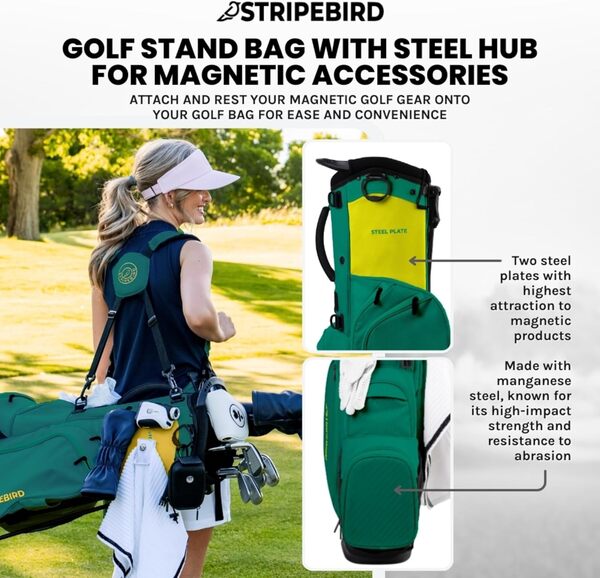 Sac de golf avec support pour aimants – Sac de golf léger avec 4 compartiments sur toute la longueur – Flexfit – Double sangles rotatives et réglables – Sac de golf léger pour homme