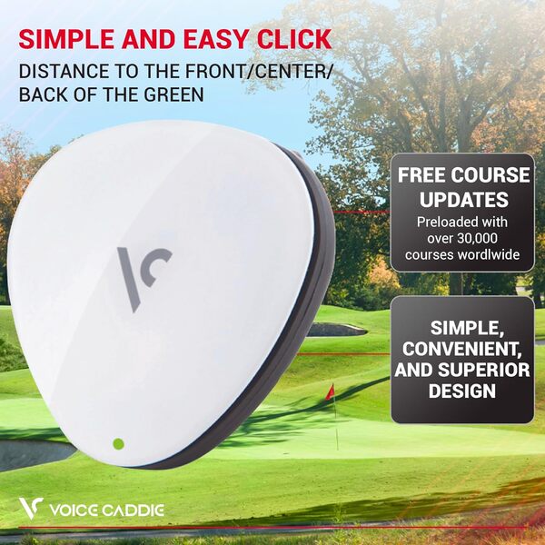 Voice Caddie VC300SE GPS Vocal de Golf, Blanc - 8 Pouces LCD, GPS, Bluetooth, Multilingue, pour Voiturette de Golf