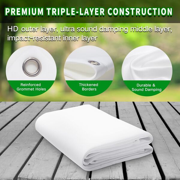 Durbles Écran de Projection Triple Couche pour simulateur de Golf avec visuels HD, écran d'entraînement en intérieur pour boîtier et Filet, écran de Frappe avec œillets et tendeurs