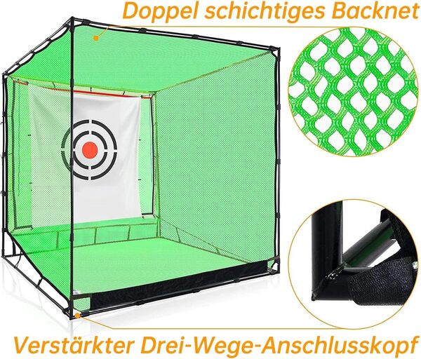Kapler Filet d'entraînement de Golf 2,1 x 2,1 x 2,1 m -Professionnel avec Instructions, Tapis antidérapant et Sac de Transport - Montage Rapide pour Une Utilisation intérieure et extérieure
