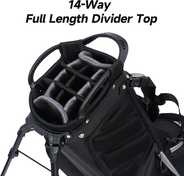 Winsology Sac de golf professionnel avec 10 poches, poche isotherme, coussinets lombaires respirants pour homme et femme