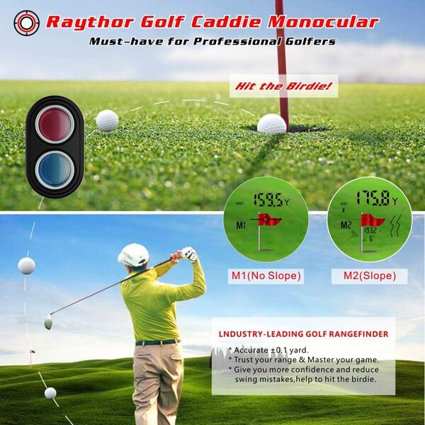Raythor Pro GEN S2 Télémètre de golf juridique pour golfeurs professionnels, télémètre laser avec interrupteur physique incliné et sans pente, verrouillage du drapeau avec vibration d'impulsion