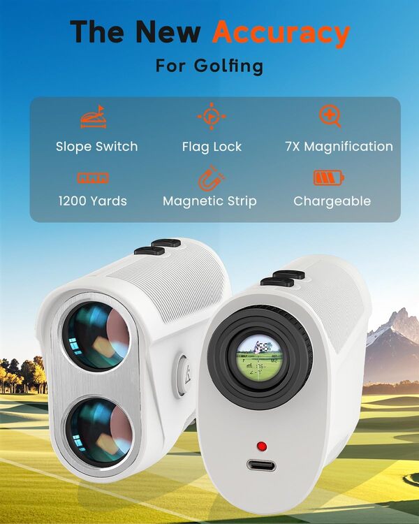 Golf Rangefinder with Slope, Golf Laser Rangefinder,1000 Yard Range Finder Golfing with Magnetic Holder, USB C Rechagreable, 6X Magnification, High-Precision Flag Lock Vibration, Fast Focus