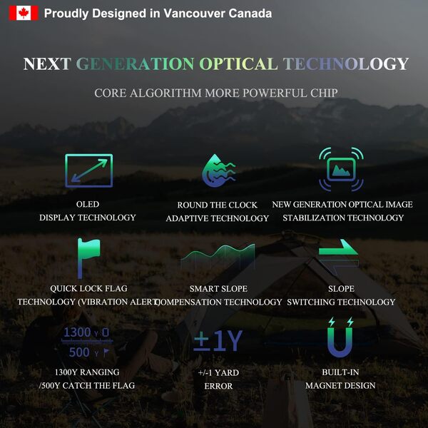 Fetch Falcon Télémètre de golf OLED jusqu'à 2500 m (troisième génération 2023 Maganification 6X haute précision, mode pente avec balayage) Vibration de verrouillage du drapeau pour golf (aimant