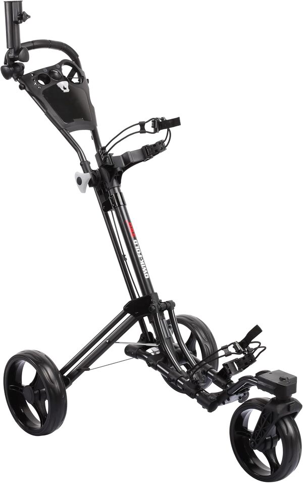 Qwik-Fold Chariot de Golf pivotant à 360° à 3 Roues avec Roue Avant rotative à 360°, Ouverture et Fermeture en Une Seconde, Chariot Pliable