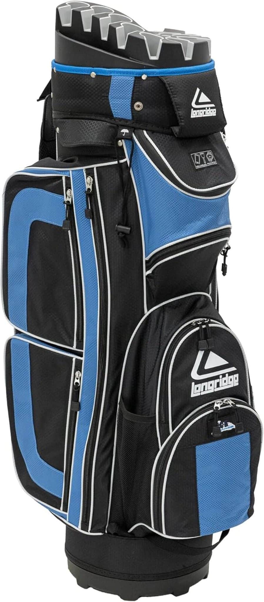 Test du Longridge Pro Cart : sac de golf 15 séparations noir/marine