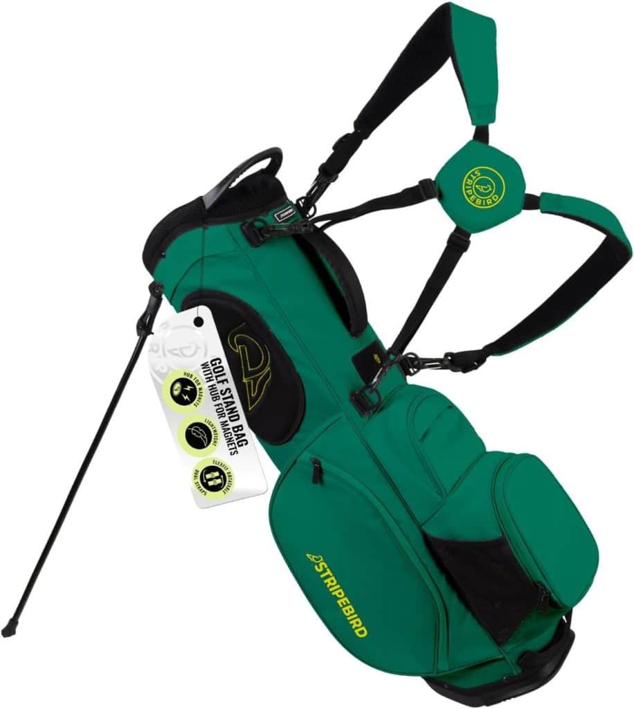 Test du sac de golf Stripebird avec support et double sangles