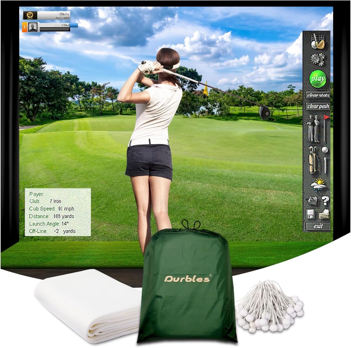 Test Durbles écran de projection triple couche simulateur golf