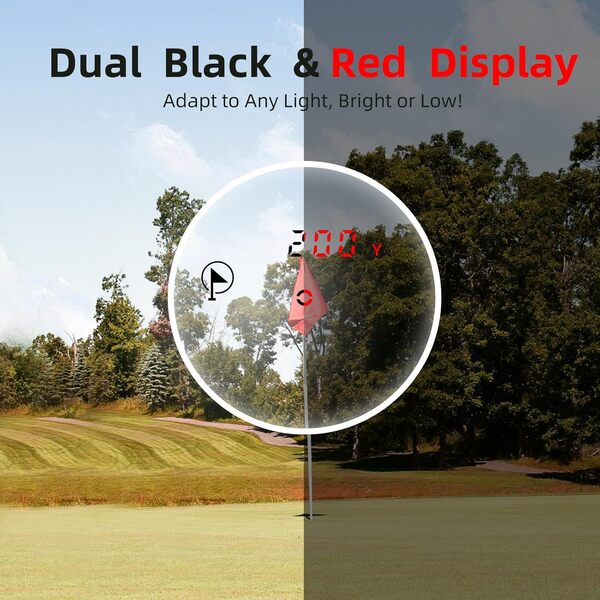 MiLESEEY PFS2 Télémètre de Golf Haut de Gamme avec écran Noir et Rouge, Champ de Vision Large 7,5° Télémètre Laser de Golf, 0,1s Drapeau de Verrouillage de Vibration d'impulsion