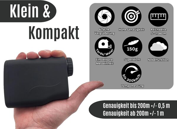 Télémètre Laser Pro X7 avec Station de Charge inductive, Chasse, Golf, Rangefinder jusqu'à 1000 m, Mesure de la Vitesse