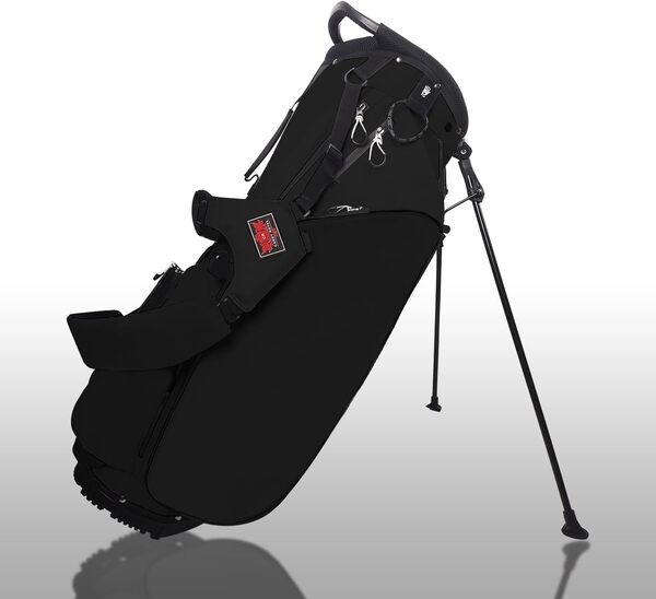 Sac de golf léger avec 14 compartiments sur toute la longueur, 7 poches zippées et housse de pluie, avec poignées et double sangle