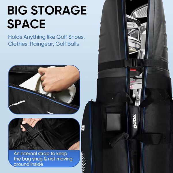 TODO Sac Voyage de Golf pour Compagnies Aériennes avec Coque Rigide en ABS, Heavy Oxford 1680D et Roues, Remplissage Interne Multidirectionnel, protège Les Clubs de Golf