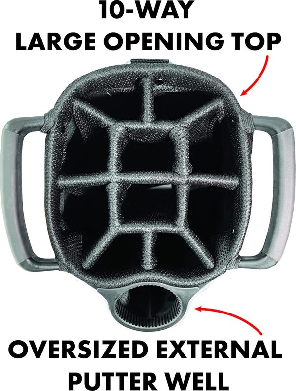 Team Golf NCAA Albatross Cart Sac de Golf léger, séparateur de Club à 10 Voies, Poche Isotherme Isotherme, Gant et Porte-Parapluie Velcro et poignées d'aide au Levage