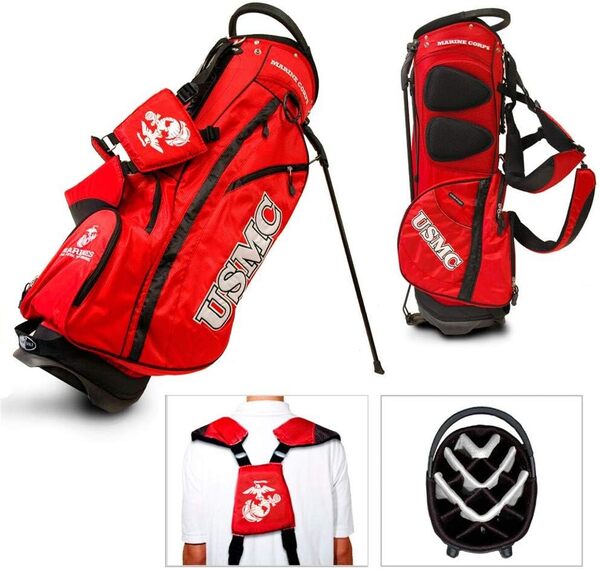 Team Golf Sac de Golf Militaire, léger, 14 Voies, Support à Ressort, Poche Isotherme, Sangle rembourrée, Porte-Parapluie et Capuche de Pluie Amovible