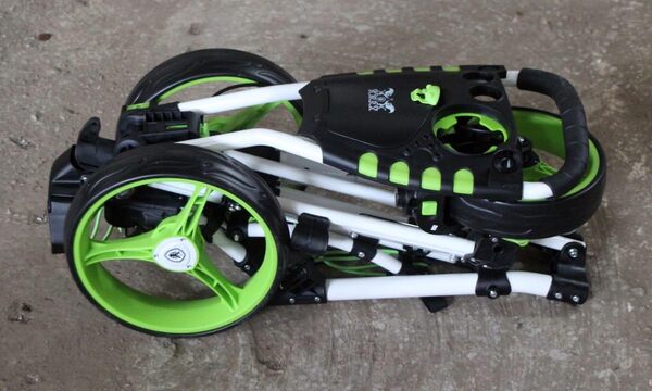 Yorrx SL Pro 7 Hamma Plus Chariot de golf avec roue avant innovante rotation à 360° (roulement libre à 360°) avec porte-parapluie et tees