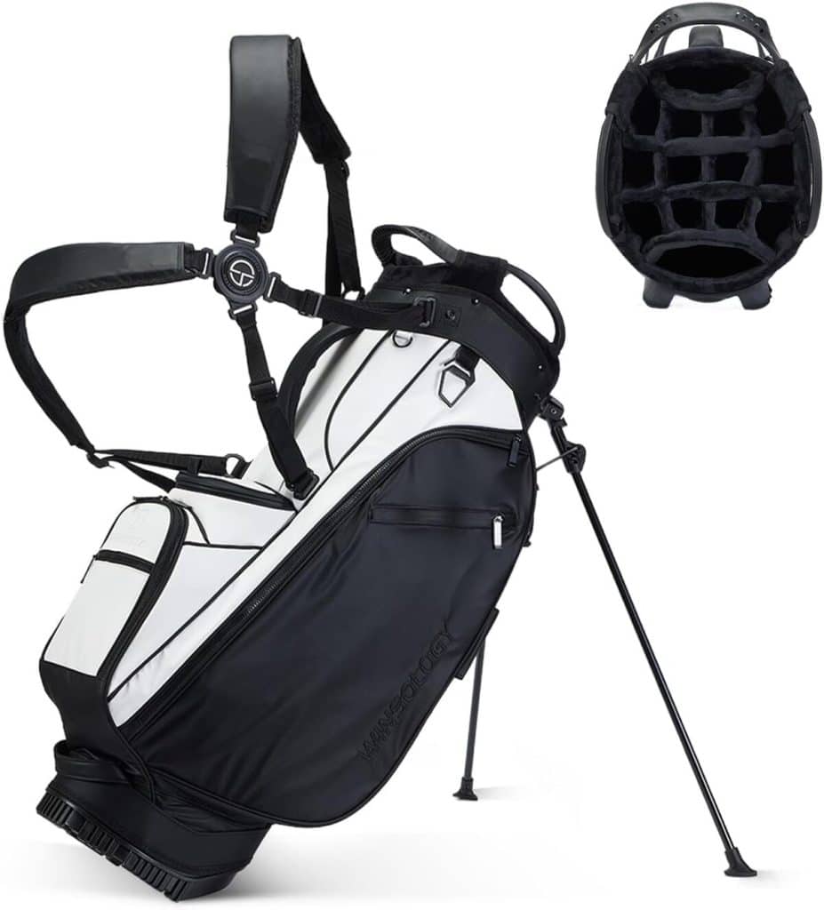 Test du sac de golf Pure Series de Winsology : cuir synthétique, 14 séparateurs et décapsuleur intégré