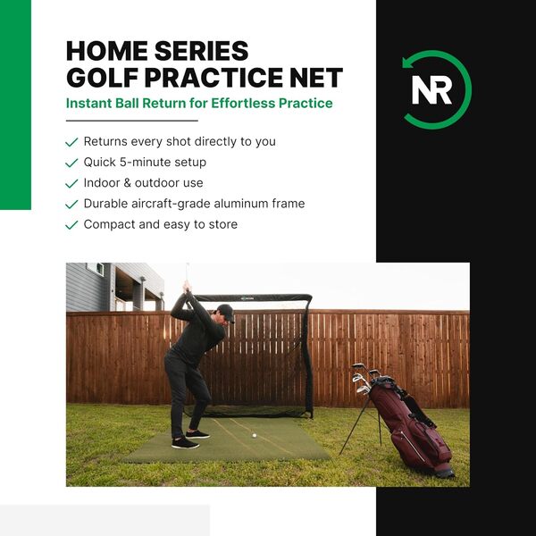 The Net Return Home Series – Filet d'entraînement de golf à domicile et multi-sports | 2,1 m de large x 2,1 m de haut | Approuvé par 2 champions américains ouverts Bryson DeChambeau | Filet n°1 en
