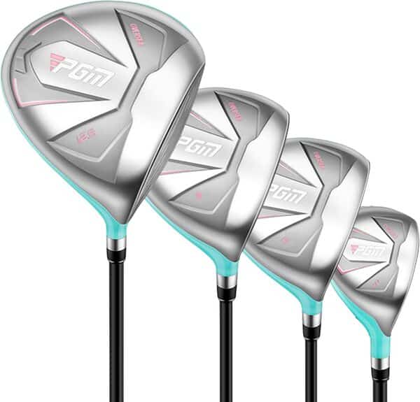 PGM Ensemble de clubs de golf pour femme avec 12 clubs – 4 bois (#1, 3, 5, 4H), 7 fers (#5, 6, 7, 8, 9, PW, SW) et 1 putter – Sac de support de golf