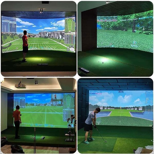 écrans D'impact De Simulateur De Golf Installés sur Le Cadre De Filet De Frappe De Golf, Tissu D'écran De Projection D'affichage D'impact De Simulateur De Balle Sim pour L'entraînement,3mx4m